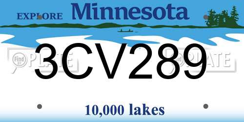 3CV289 Minnesota License Plate