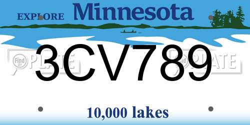 3CV789 Minnesota License Plate