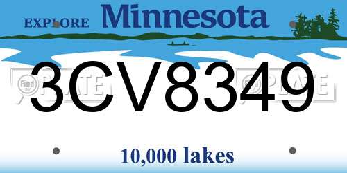 3CV8349 Minnesota License Plate