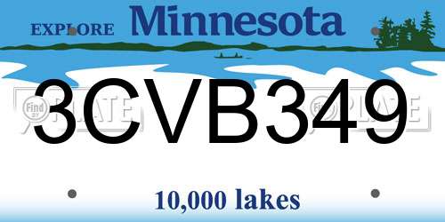 3CVB349 Minnesota License Plate