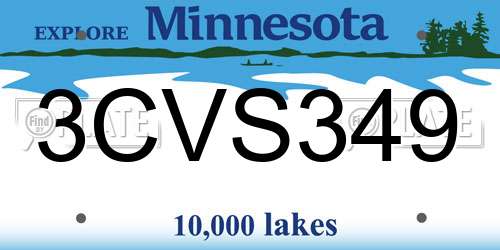 3CVS349 Minnesota License Plate