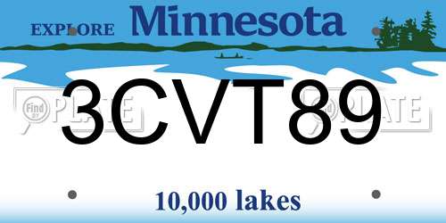 3CVT89 Minnesota License Plate
