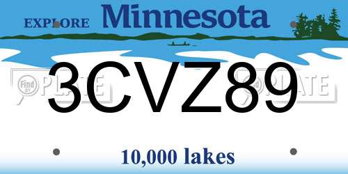 3CVZ89 Minnesota License Plate