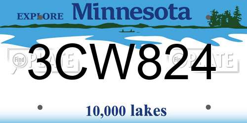 3CW824 Minnesota License Plate