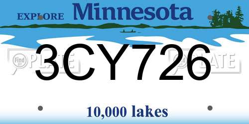 3CY726 Minnesota License Plate