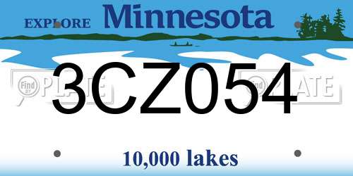 3CZ054 Minnesota License Plate