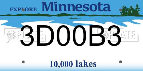 3D00B3 Minnesota License Plate