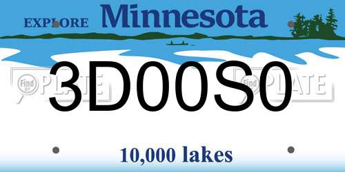 3D00S0 Minnesota License Plate