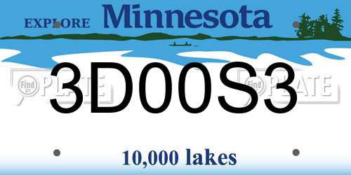 3D00S3 Minnesota License Plate