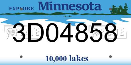 3D04858 Minnesota License Plate