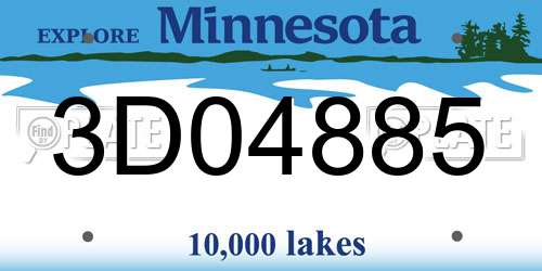 3D04885 Minnesota License Plate