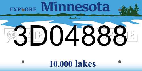 3D04888 Minnesota License Plate