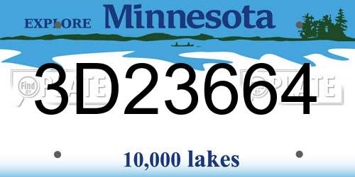 3D23664 Minnesota License Plate