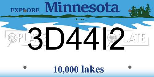 3D44I2 Minnesota License Plate