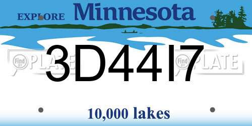3D44I7 Minnesota License Plate