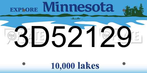3D52129 Minnesota License Plate