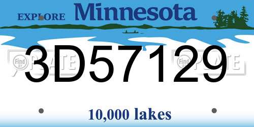 3D57129 Minnesota License Plate
