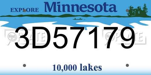 3D57179 Minnesota License Plate