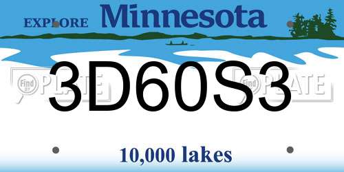 3D60S3 Minnesota License Plate