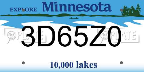 3D65Z0 Minnesota License Plate