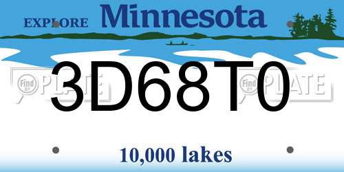 3D68T0 Minnesota License Plate