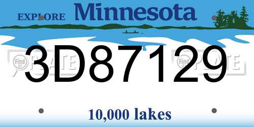 3D87129 Minnesota License Plate