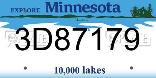 3D87179 Minnesota License Plate