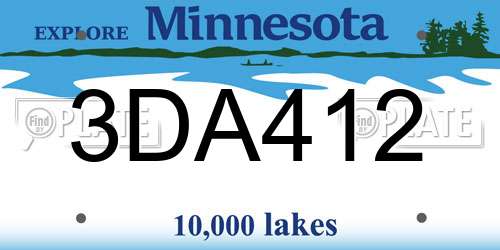 3DA412 Minnesota License Plate