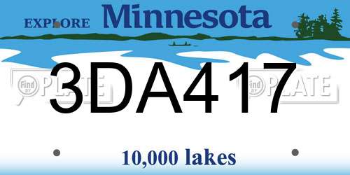 3DA417 Minnesota License Plate