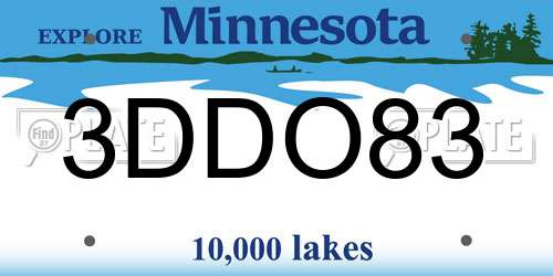 3DDO83 Minnesota License Plate