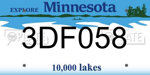 3DF058 Minnesota License Plate