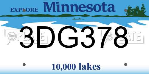 3DG378 Minnesota License Plate
