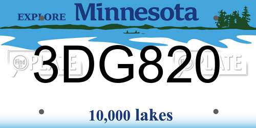 3DG820 Minnesota License Plate
