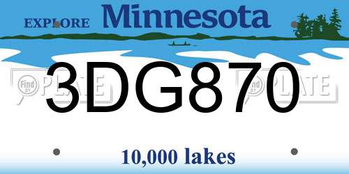 3DG870 Minnesota License Plate