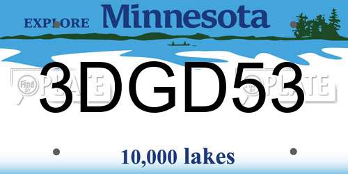 3DGD53 Minnesota License Plate