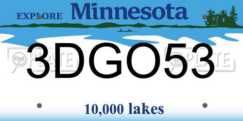 3DGO53 Minnesota License Plate