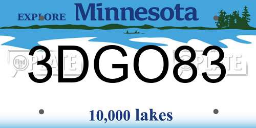 3DGO83 Minnesota License Plate