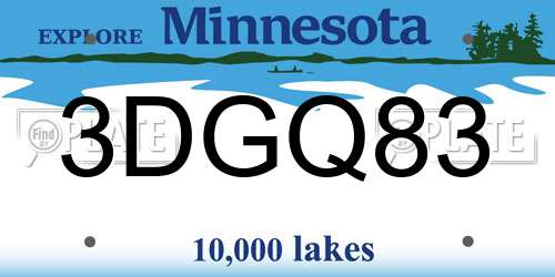 3DGQ83 Minnesota License Plate