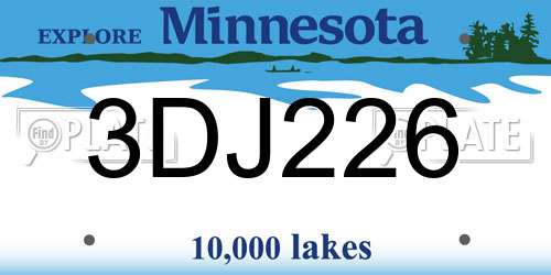 3DJ226 Minnesota License Plate