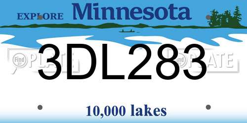3DL283 Minnesota License Plate