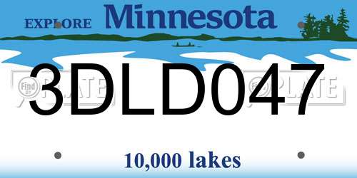 3DLD047 Minnesota License Plate