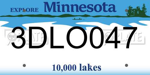 3DLO047 Minnesota License Plate