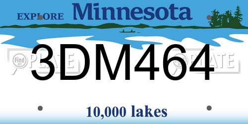 3DM464 Minnesota License Plate