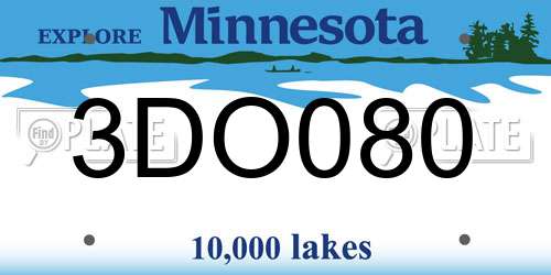 3DO080 Minnesota License Plate