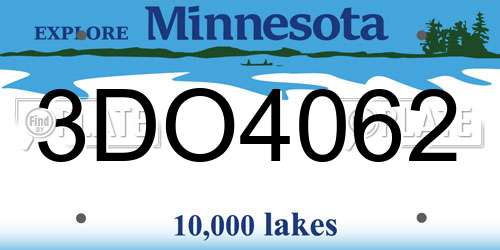 3DO4062 Minnesota License Plate