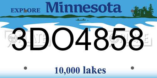 3DO4858 Minnesota License Plate