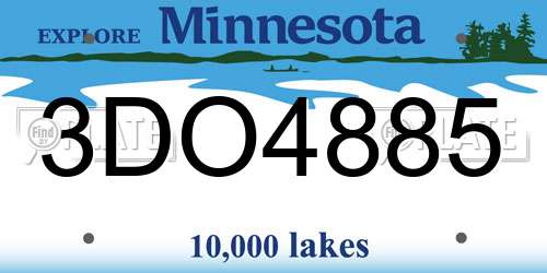 3DO4885 Minnesota License Plate