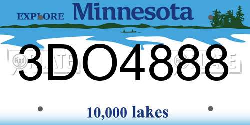 3DO4888 Minnesota License Plate