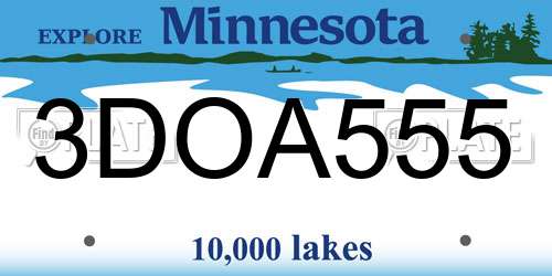 3DOA555 Minnesota License Plate