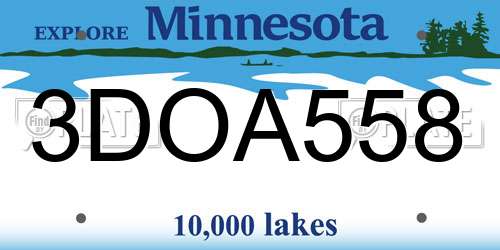 3DOA558 Minnesota License Plate